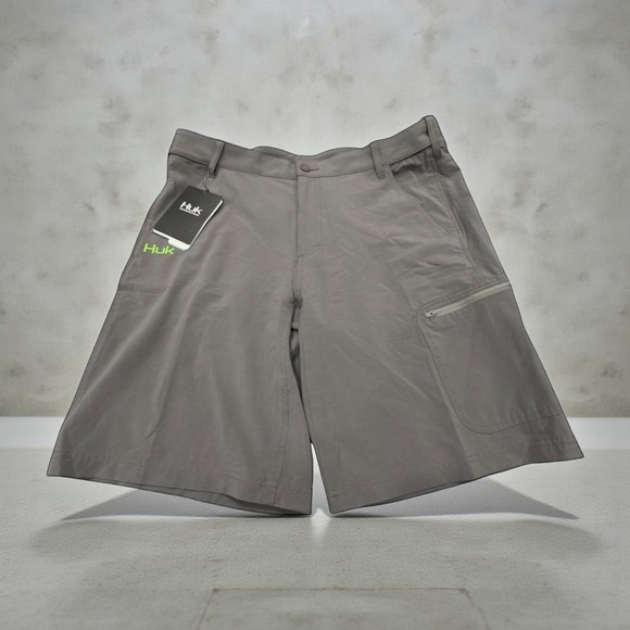 Huk Other - Huk Performance Fishing Shorts Mens XL Gray Quick Dry Stretch Cargo Utility New